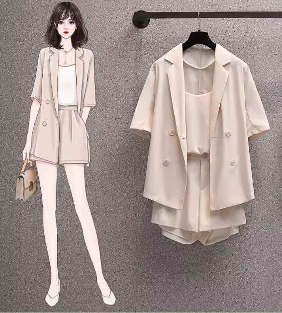 上下セット 三点セット スリーピース レディース ジャケット パンツ スーツ キャミソール セットアップ インナー ショートパンツ 半袖 5分袖 かわいい 大人可愛い きれいめ シンプル カジュアル 上品 おしゃれ かっこいい レトロ こなれ感 ラフ ボーイッシュ クール