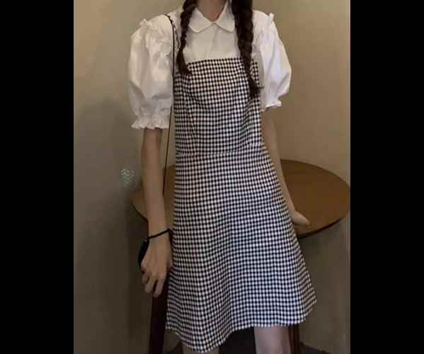 樂天商城 - レディース スカート ジャンパースカート ミニ ショート 膝上 ミドル丈 袖なし ノースリーブ スクエアネック スリム 細身 異国風 かわいい 大人可愛い シンプル カジュアル おしゃれ レトロ キュート ナチュラル シック 高級感 チェック 夏 10代 20代 学生 デート