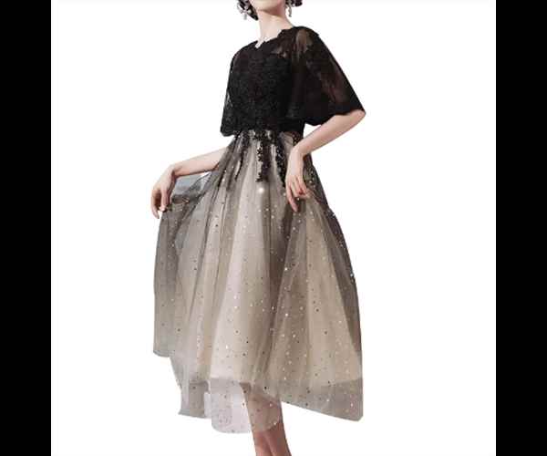 レディース ドレス パーティードレス ウェディング パーティー 結婚式 二次会 披露宴 膝下 ミモレ 半袖 フレアスリーブ ベルスリーブ スリム 細身 ウエストマーク 切り替えデザイン ドッキング 可愛い きれいめ 大人可愛い 上品 おしゃれ キュート ガーリー エレガント