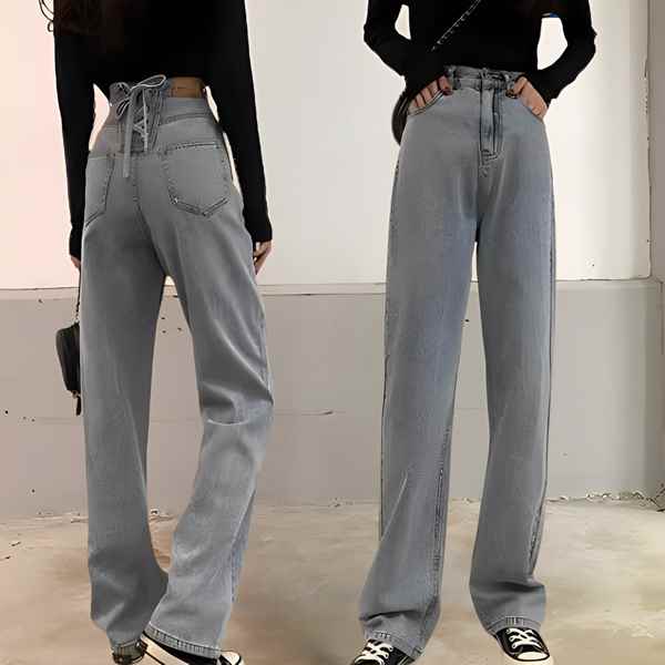 樂天商城 - ハイウエストワイドレッグパンツ レディース パンツ ボトムス ジーンズ Gパン ストレートパンツ ロングパンツ ワイドパンツ ロング ワイド ストリート ヒップホップ ポケット ハイウエスト ドロスト シンプル カジュアル かっこいい レトロ ルーズ ヴィンテージ 無地 春
