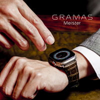 【公式】GRAMAS Meister クロコダイル レザー アップルウォッチ バンド ベルト スマートウォッチ バンド 本革 Black Edition for Apple Watch (49/45/44/42mm)