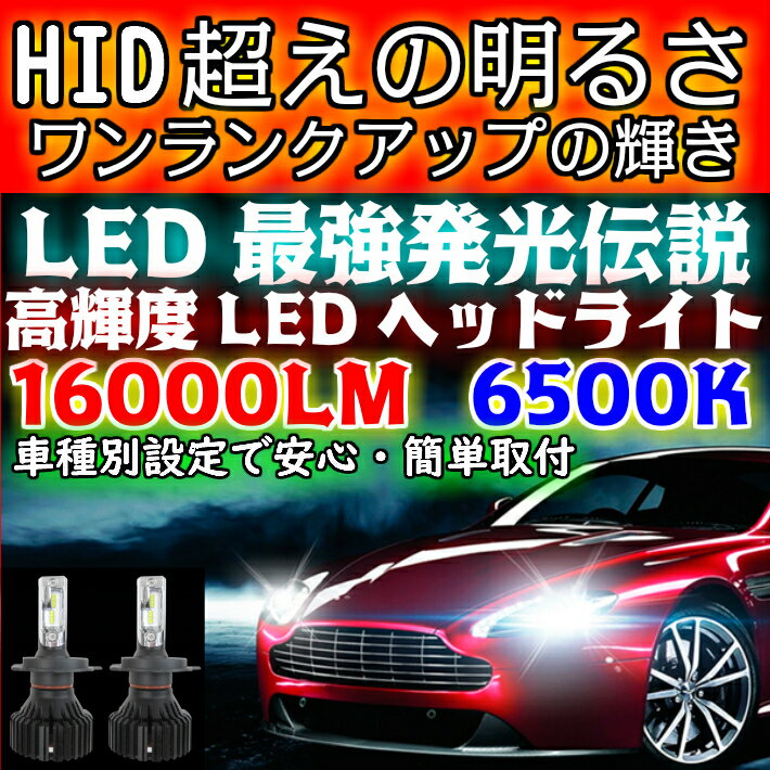 ＼買うなら今日お得／タイムセール3%offクーポン発行中 最強発光伝説16000LM LEDヘッドライト パジェロイオ【PAJERO IO】 H6#W.7#W H14.9 ～ H15.9 H4 HI/Lo切替 車用 簡単安心取付 新基準車検対応6500k HID超えの発光量 安価な類似品にご注意