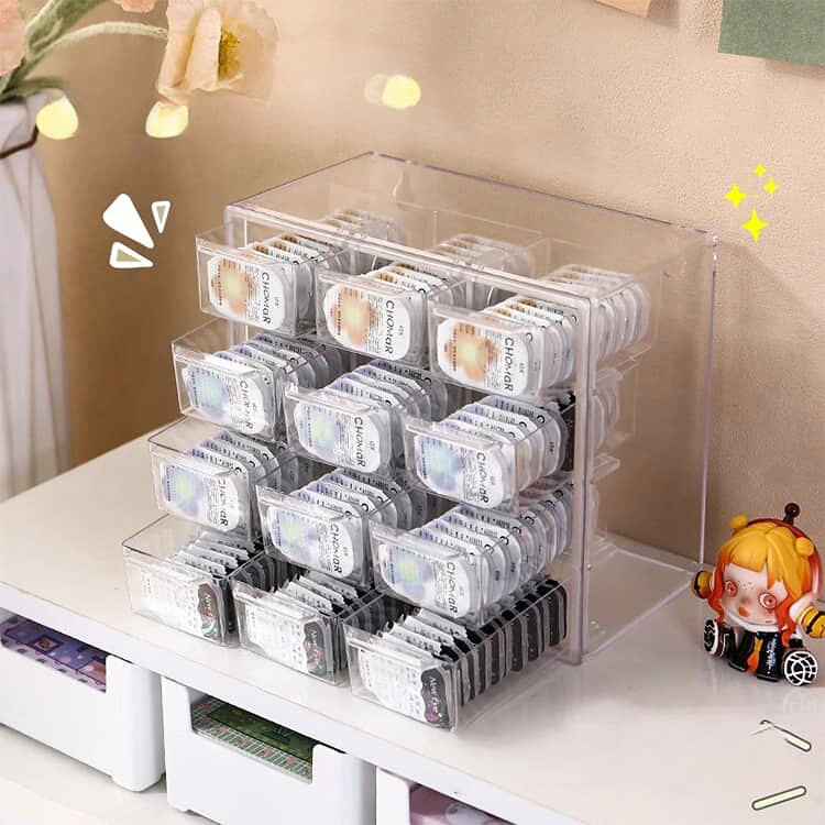 グラムールSELECT楽天市場店のコンタクトケース 12グリッド 6グリッド 9グリッド 収納ボックス 引き出し式 大容量 コンタクトレンズ収納ケース 防塵 防水 コンタクトレンズ レンズケース 小物整理ケース カラコン ジュエリー 化粧品収納 卓上整理｜アングル2