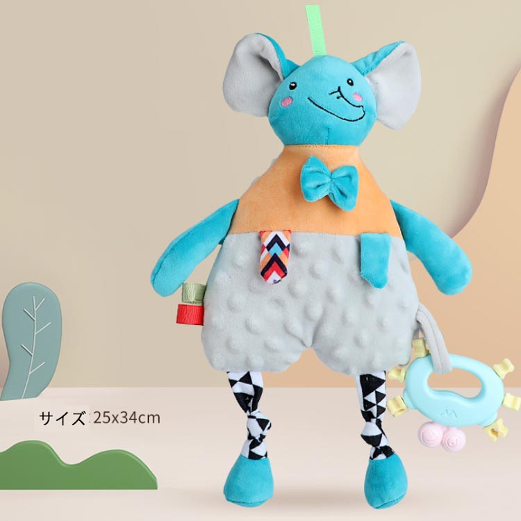 グラムールSELECT楽天市場店のタグ付きタオル 子供 ブランケット おもちゃ 赤ちゃん ベビー ぬいぐるみ タグ付き 洗える タオル よだれ拭き 歯固め付き 鈴付き お遊びタオル アニマルブランケット ハンカチタオル かわいい タオルハンカチ 玩具 視覚 聴覚｜アングル2