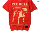 tシャツ 犬柄 半袖 ピットブル プリント 男女兼用 カップル ウェア コットン ラウンドネック アメリカン ゆったり 黒 赤 3