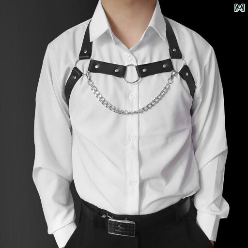 サスペンダー メンズ ストラップ パンク ロック ファッション 革 黒 チェーン サスペンダー メンズ ストラップ パンク ロック ファッション 革 黒 チェーン