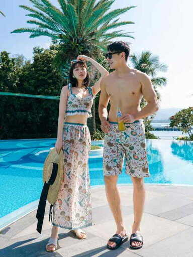 ペア 水着 カップル お揃い レディース メンズ スイムウェア ビーチ ペアルック ビキニ スカート ペア 水着 カップル お揃い レディース メンズ スイムウェア ビーチ ペアルック ビキニ スカート