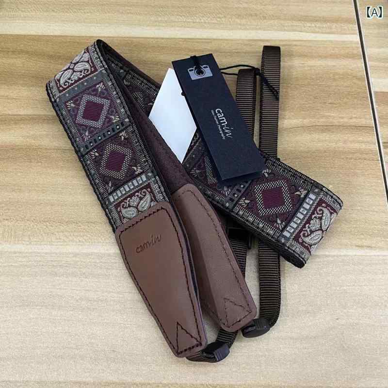 カメラ ストラップ おしゃれ レトロ エスニック 刺繍 一眼レフ ミラーレス 首かけ 斜め掛け ブラック ..