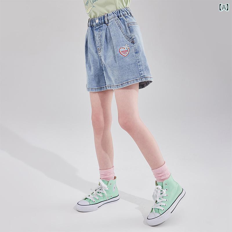 デニム ショートパンツ キッズ ボトムス 子供服 女の子 ジーンズ ショーツ 春夏 ウォッシュ ブルー
