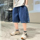 デニム ショートパンツ キッズ ボトムス 子供服 男の子 ジーンズ カジュアル ウエストゴム 春夏 シンプル ブルー