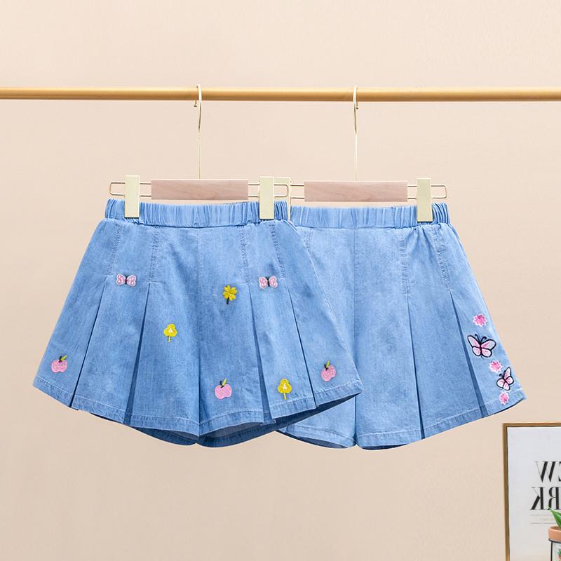 Short Pants - デニム ショートパンツ キッズ ボトムス 子供服 女の子 ジーンズ 春夏 薄手 キュロット ブルー