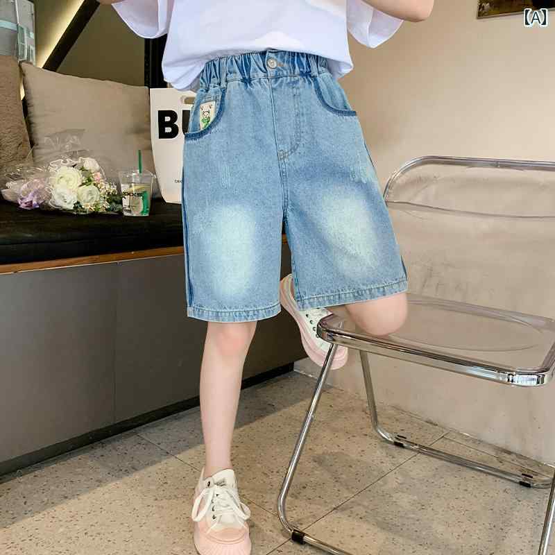 デニム ショートパンツ キッズ ボトムス 子供服 女の子 ジーンズ 春夏 薄手 おしゃれ ファッション ブ..