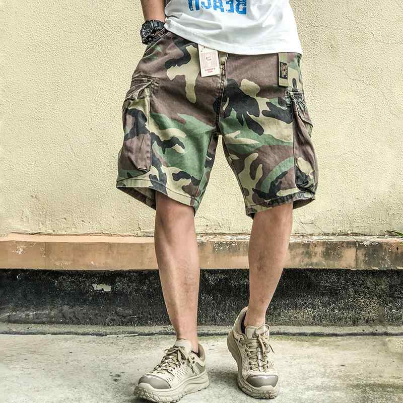 ハーフパンツ メンズ 迷彩 カモフラ ショーツ 短パン ショートパンツ 半ズボン カジュアル 大きいサイズ 春夏 レトロ アメリカン カーキ 黄色 グリーン(4.0)