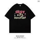 tシャツ 犬柄 かわいい 半袖 男女兼用 カップル シンプル トップス ゆったり コットン 春夏 黒 白 ピンク