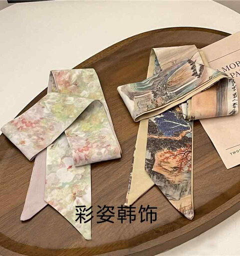 スカーフ おしゃれ レディース ストール リボン ヘアバンド 水墨画 薄手 ロング バッグ 装飾 プリント 花柄 プレゼント スカーフ おしゃれ レディース ストール リボン ヘアバンド 水墨画 薄手 ロング バッグ 装飾 プリント 花柄 プレゼント