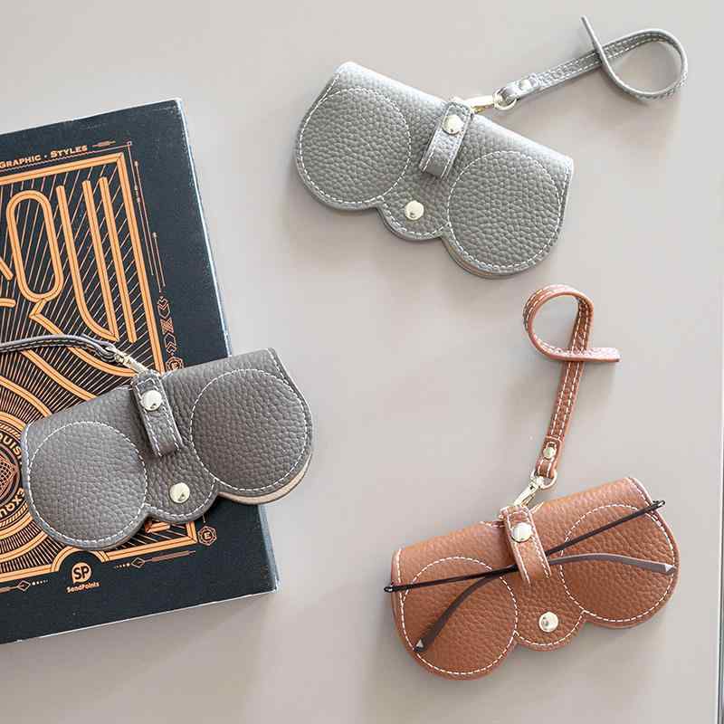 サングラスケース 眼鏡入れ バッグ かわいい ポータブル レザー 保護 カバー レディース クリップ グレー ブラウン カーキ