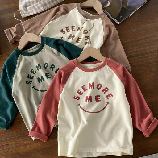 tシャツ キッズ 子供服 男の子 ロンT アメリカン レトロ ラグランスリーブ 長袖 秋 レッド ブラウン グリーン 韓国 tシャツ キッズ 子供服 男の子 ロンT アメリカン レトロ ラグランスリーブ 長袖 秋 レッド ブラウン グリーン 韓国