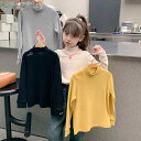 カットソー tシャツ キッズ 子供服 女の子 秋冬 フリース 厚手 タートルネック 長袖 トップス ブラック イエロー グレー ハイネック