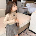 カットソー tシャツ キッズ 子供服 女の子 綿 コットン 春秋 タートルネック 長袖 シンプル ブラウン ホワイト ブラック ハイネック