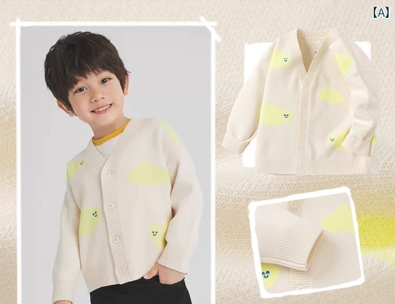 カーディガン キッズ 子供服 羽織 男の子 女の子 ニットセーター 秋冬 ホワイト イ...