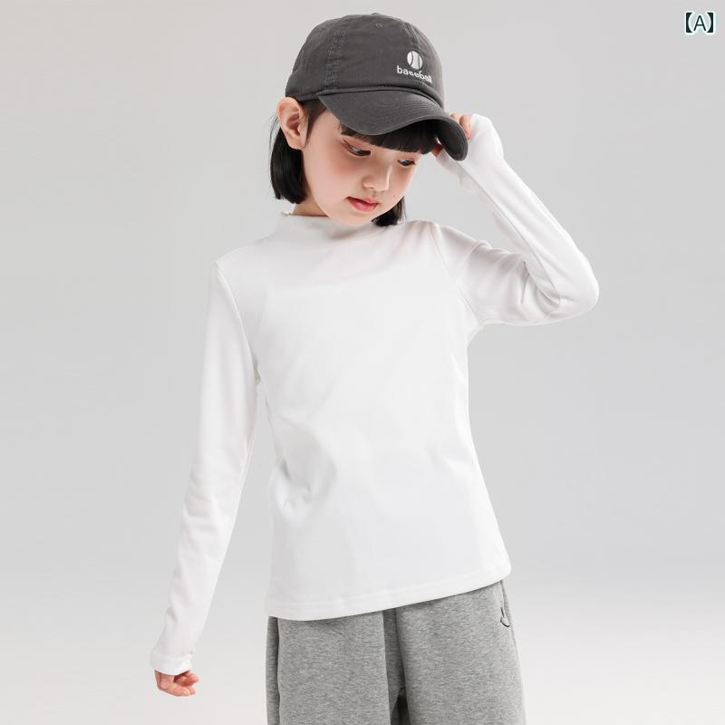 カットソー tシャツ キッズ 子供服 女の子 タートルネック 秋冬 長袖 無地 ホワイト ブラック ピンク ハイネック インナー