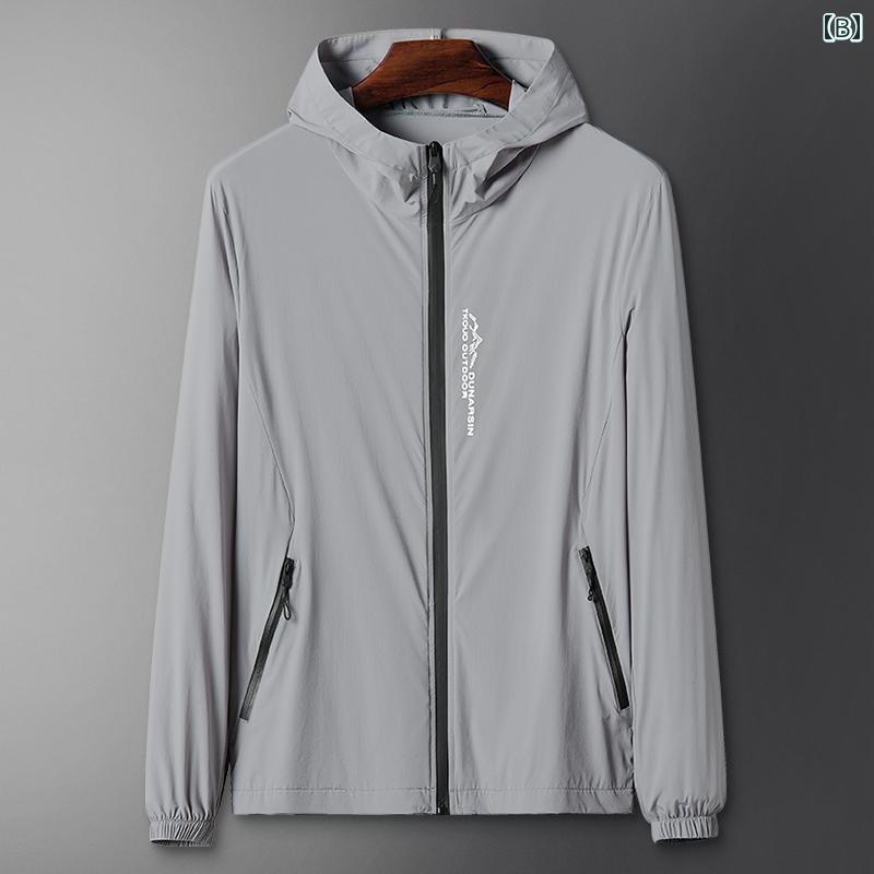 パーカー メンズ 日焼け防止 ひんやり 紫外線対策 涼しい 通気性 中高年 お父さん 夏 カジュアル ウインドブレーカー グレー ブルー グリーン