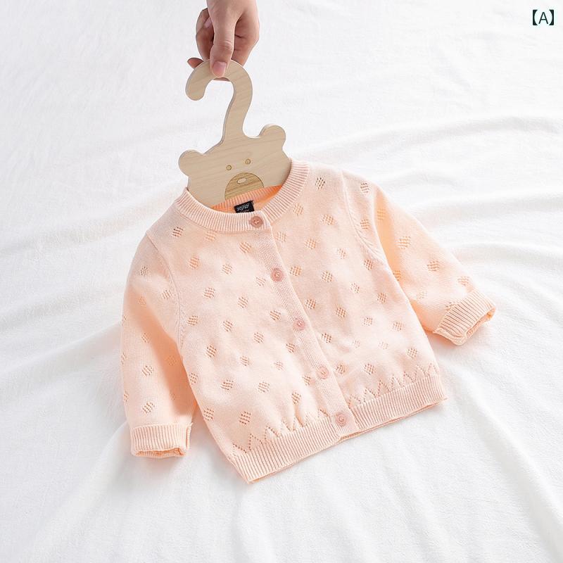 カーディガン キッズ 子供服 女の子 羽織 ニット 綿 セーター 春夏 ベビー 薄手 ホワイト ピンク オレ..
