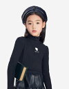 カットソー tシャツ キッズ 子供服 女の子 タートルネック 秋 かわいい 長袖 ブラック ホワイト ブルー ハイネック ハート