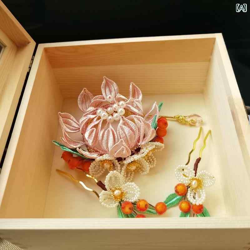 ヘアアクセサリー おしゃれ レディース 頭飾り 装飾 ロータス クラウン 漢服 古代 コスプレ