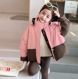 ダウンジャケット キッズ コート 子供服 アウター おしゃれ かわいい 女の子 秋冬 リバーシブル フード バイカラー 韓国 ピンク