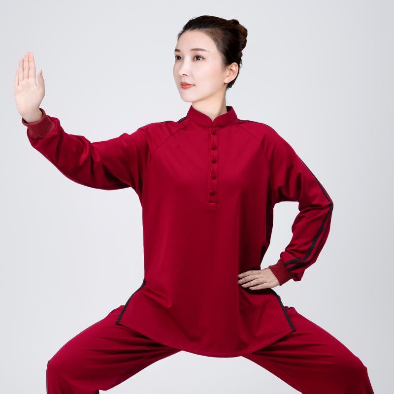 太極拳 服 レディース メンズ カンフー 武術 ウェア トレーニング 格闘技 練習 暖かい 厚手 スポーツ ワインレッド ネイビー ブルー