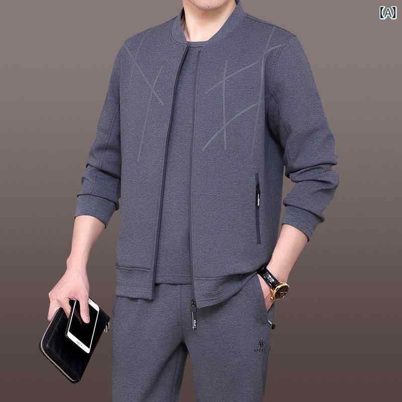 セットアップ ジャージ 上下 メンズ カジュアル 大きいサイズ スポーツ 春秋 コットン 中高年 スポーツウェア グレー 黒 ワインレッド