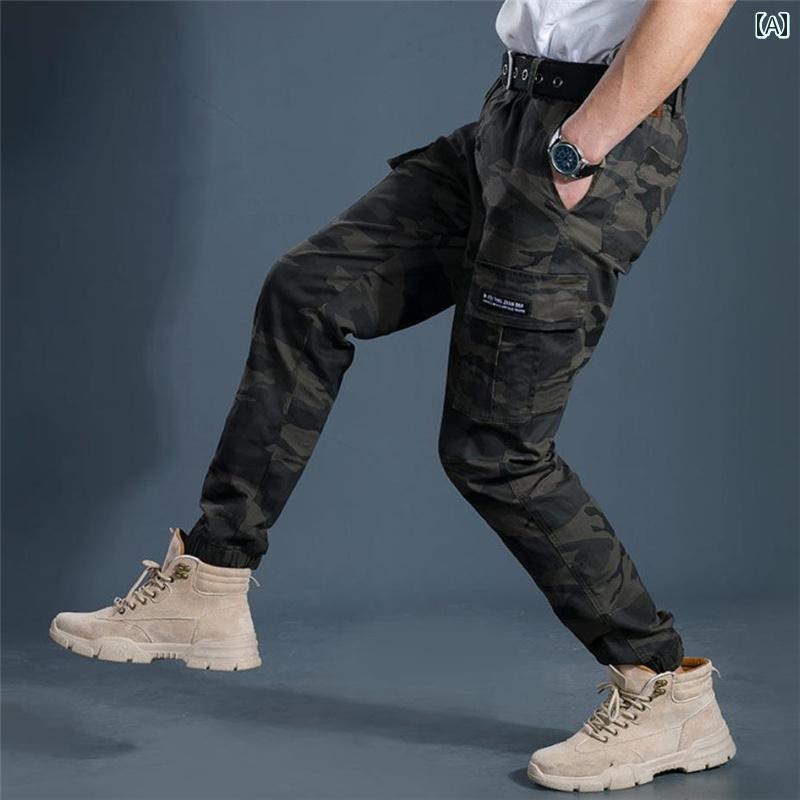 カーゴパンツ メンズ ボトムス ファッション 迷彩 ストレッチ カモフラ カジュアル 春秋 ブラック イエロー