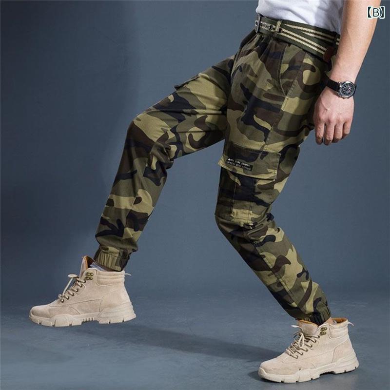 カーゴパンツ メンズ ボトムス ファッション 迷彩 ストレッチ カモフラ カジュアル 春秋 ブラック イエロー