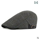 ハンチング 帽子 メンズ レディース 春秋冬 綿 ニット ベレー帽 カジュアル レトロ チェック ハット ブラック グレー ブラウン 1