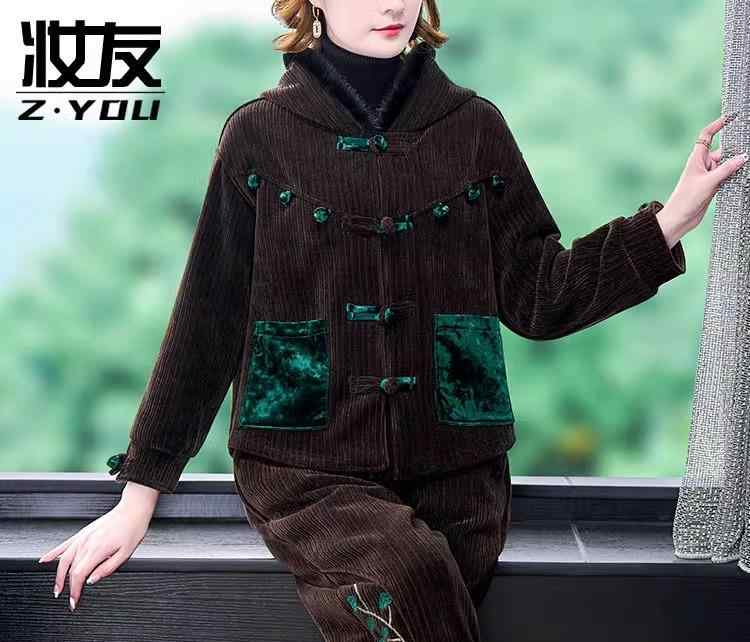 コーデュロイ ジャケット レディース アウター 秋冬 ズボン セットアップ 厚手 暖かい 大きいサイズ レトロ ブラック