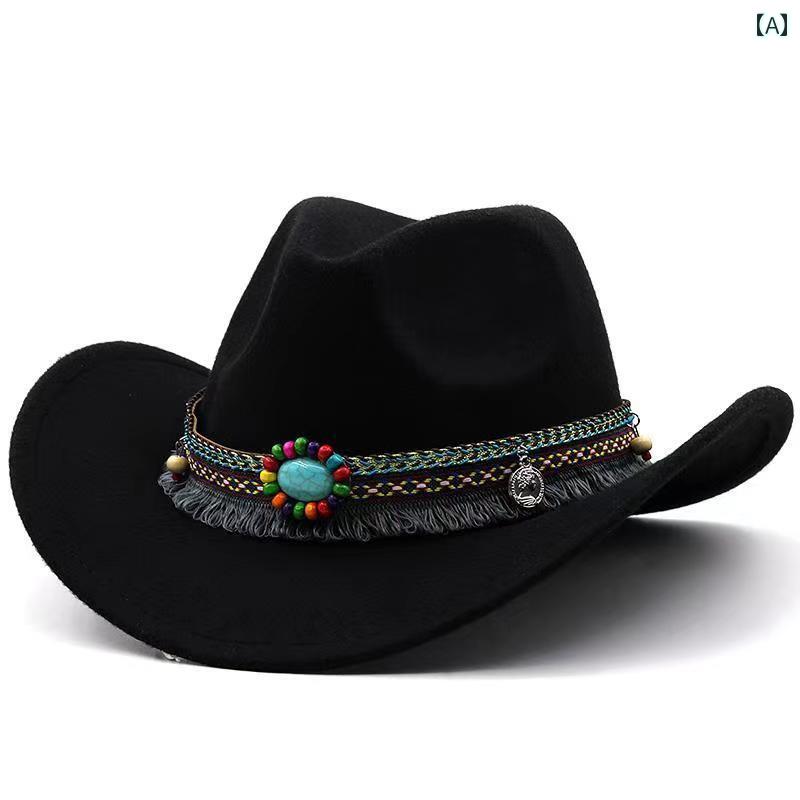 カウボーイハット ウエスタン テンガロンハット メンズ レディース ジャズ ハット 子供 ブラック レッ..