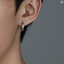 ピアス メンズ レディース アクセサリー おしゃれ スターリングシルバー 貔貅 中国風 シルバー ブラック フープ