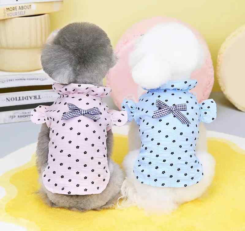 犬服 シャツ ドッグウェア かわいい おしゃれ ペット 薄手 小型犬 春夏 ブルー ピンク 花柄