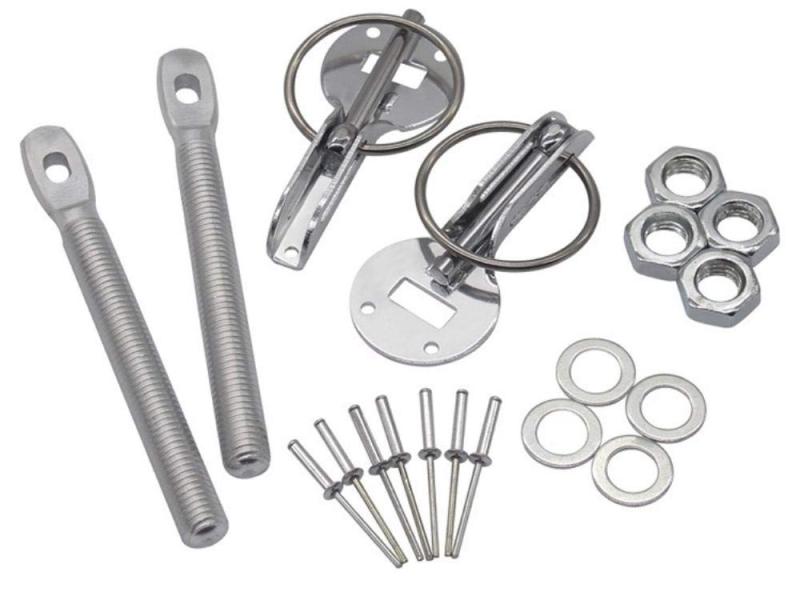 Azure 汎用 軽量 アルミ ボンネット ピン ボンピン 競技用 レース スポーツ カー 2個 セット 銀 シルバー