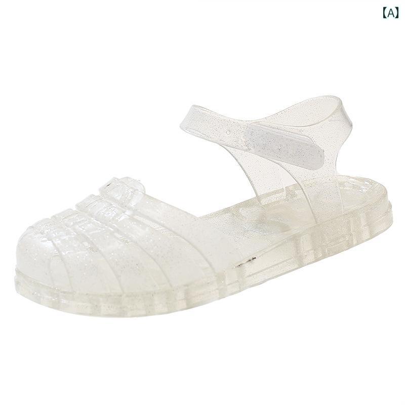 ジェリー サンダル キッズ 女の子 子供 靴 プラスチック 夏 クリスタル ゼリー ソフト ソール アンチ スリップ 海辺 ビーチ シューズ ピンク ブラック