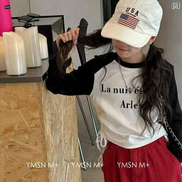 tシャツ キッズ 子供服 女の子 ロンT ラグランスリーブ 秋 長袖 薄手 プリント トップス ラウンドネック ホワイト グリーン パープル 韓国