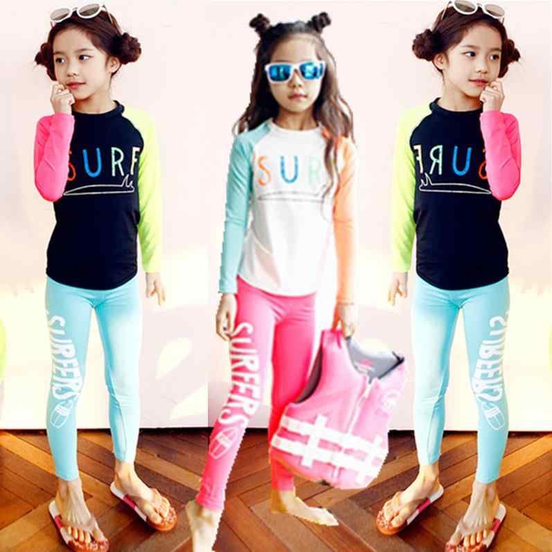 水着 サーフィン ウェットスーツ キッズ 子供 女の子 セパレート 長袖 ズボン 速乾 日焼け防止 紫外線カット ダイビングスーツ ピンク ホワイト ブラック