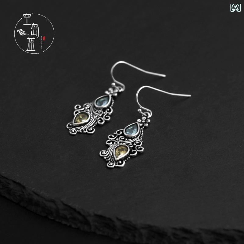 ピアス エスニック レディース アクセサリー ハート レトロ 花 つる イヤリング 中国 ウォータードロッ..