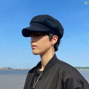 キャスケット 帽子 メンズ カジュアル レディース 韓国 ベレー帽 春秋 英字 ひさし キャップ ブラック ベージュ