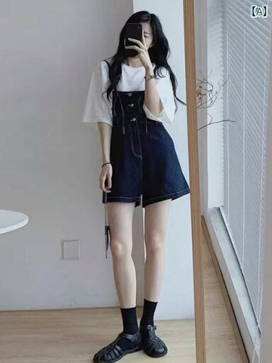 サロペット ショート丈 パンツ レディース オーバーオール つなぎ デニム ショートパンツ Tシャツ 夏 ストレート ワンピース ワイドレッグ 紺 サロペット ショート丈 パンツ レディース オーバーオール つなぎ デニム ショートパンツ Tシャツ 夏 ストレート ワンピース ワイドレッグ 紺