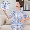ルームウェア 部屋着 レディース 半袖 婦人 ミセス 高齢者 夏 綿 パジャマ 薄手 大きいサイズ 家庭 服 セット ブルー レッド