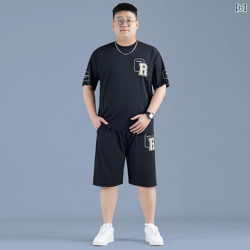 セットアップ メンズ 上下セット 大きいサイズ カジュアル スポーツ 薄手 半袖 tシャツ 春夏 接触冷感 ロゴ ブラック カーキ グレー
