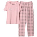 ルームウェア 部屋着 レディース 半袖 婦人 ミセス ママ パジャマ 綿 夏 ズボン 薄手 プルオーバー 大きいサイズ 家庭 服 セット グリーン ピンク パー...