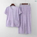 ルームウェア 部屋着 レディース 半袖 婦人 ミセス 綿 ベスト 夏 大きいサイズ 薄手 ホーム ゆったり トレーナー パープル レッド ブルー